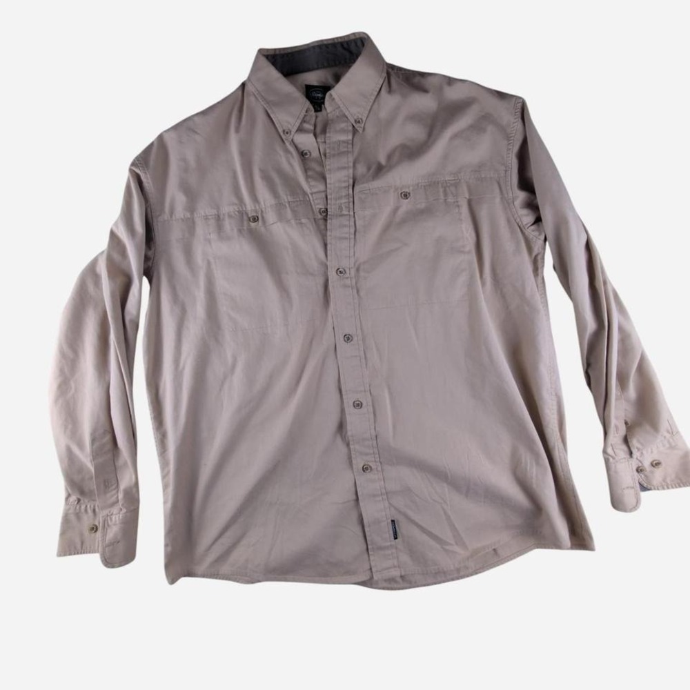 Le Chameau Men's Vintage Cream 100% Cotton Button Down Long‎ Sleeve Flaws 5/XL